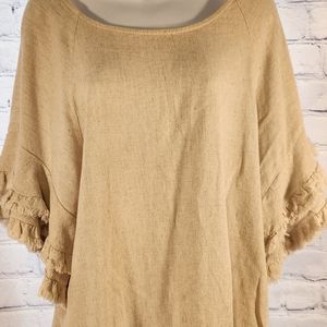 UMGEE Ivory Linen Bohemian Tunic Blouse size Small